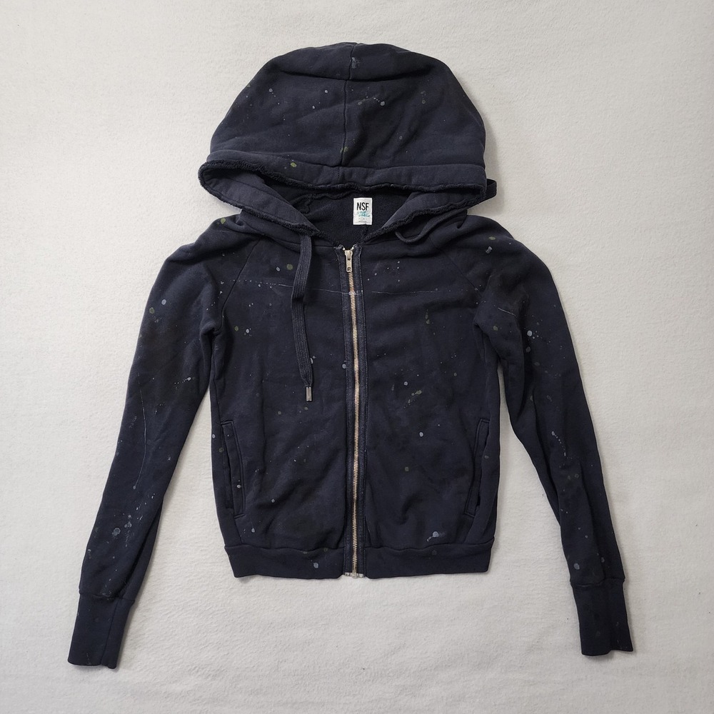 NSF Distressed Hoodie Womens Small Blue Paint Splatter (Movie Prop Jane Stunt)